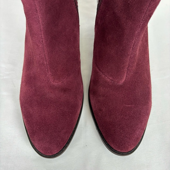 Vionic Snake Print Ankle Boots Suede Leather Block Heel Booties Wine Size 9 - Picture 6 of 13